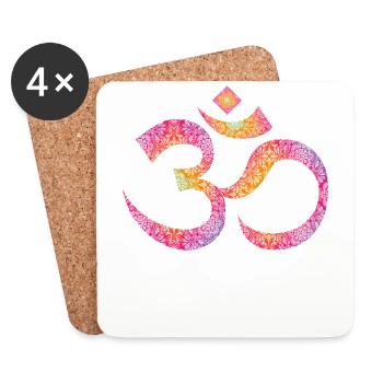 Om mandala - Dessous de verre (lot de 4) - blanc - Devant