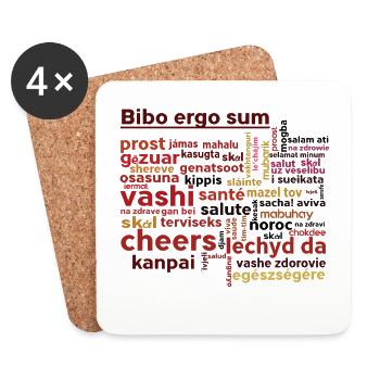 "Bibo ergo sum" et applaudissements en 50 langues - Dessous de verre (lot de 4) - blanc - Devant