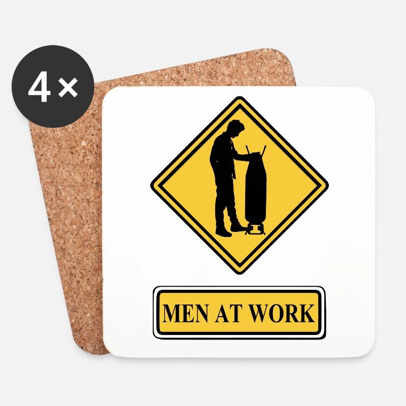 Men at work Geschenk Idee Männer Hausarbeit Bügeln - Untersetzer (4er-Set) - Weiß
