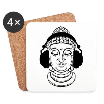 Buddha - Musik Kopfhörer - Untersetzer (4er-Set) - Weiß - Vorne