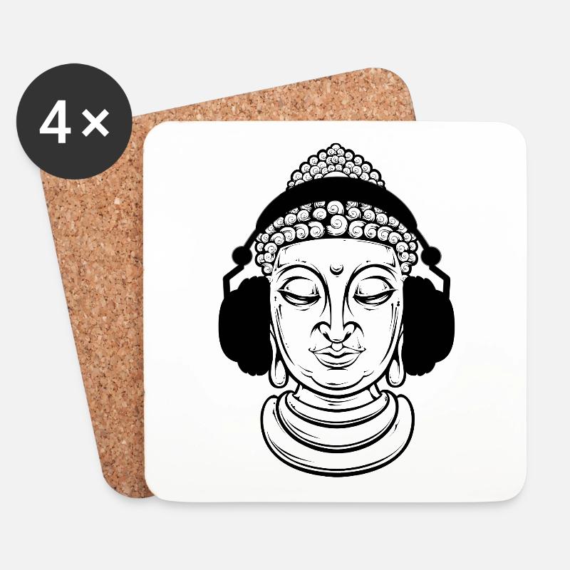 Buddha - Musik Kopfhörer - Untersetzer (4er-Set) - Weiß