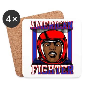 American Fighter Boxer Sport T-Shirt | Nakos - Coasters (set of 4) - white - Front