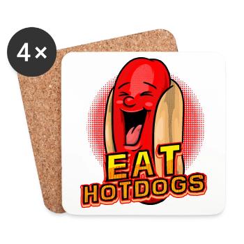 Tolle Eat Hotdogs Wurst Gesicht T-Shirts |NaKos - Untersetzer (4er-Set) - Weiß - Vorne