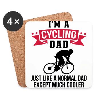 Papa à vélo - Dessous de verre (lot de 4) - blanc - Devant