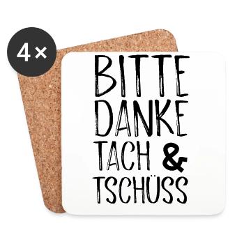 Bitte Danke Tach&Tschüss - Untersetzer (4er-Set) - Weiß - Vorne