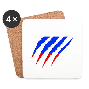 Drapeau de la Russie fan football Coupe du monde - Dessous de verre (lot de 4) - blanc - Devant