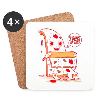 Voulez-vous une pizza de moi? - Dessous de verre (lot de 4) - blanc - Devant