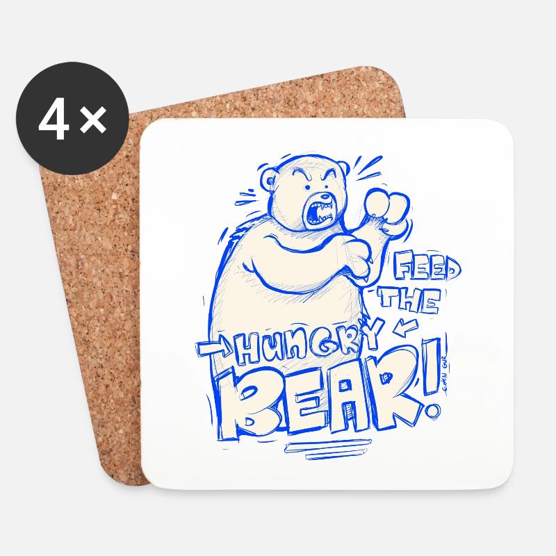 Füttere den hungrigen Bären! - Untersetzer (4er-Set) - Weiß