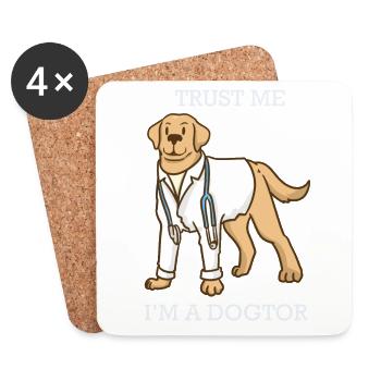 Hund - Doktor - Arzt - Vertrauen - Geschenk - Untersetzer (4er-Set) - Weiß - Vorne
