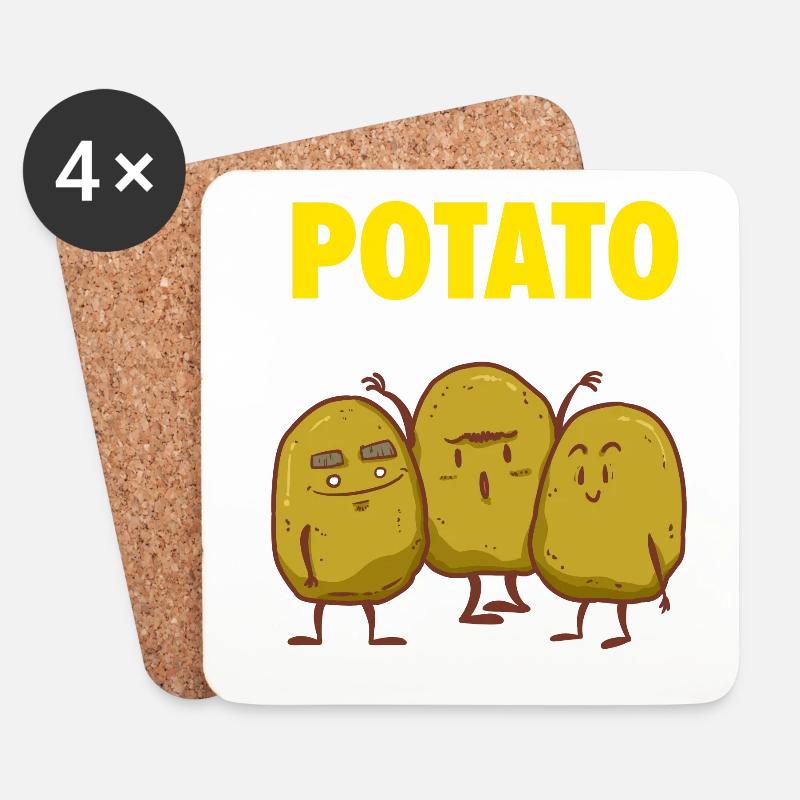 Kartoffel Team - Freunde - Potato - Freundschaft - Untersetzer (4er-Set) - Weiß