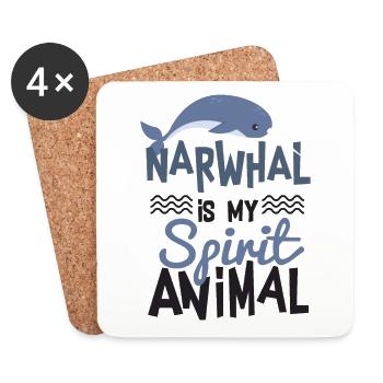 Narwhal ist mein Geist-Tier-niedliches T-Shirt - Untersetzer (4er-Set) - Weiß - Vorne
