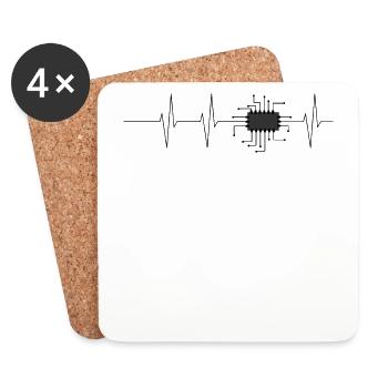 CPU Chip Herzschlag Heart Beat / Geschenk Idee - Untersetzer (4er-Set) - Weiß - Vorne