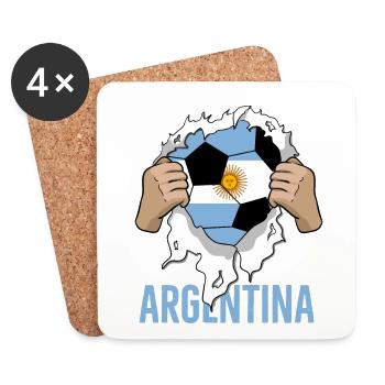 Argentinien Fußball Geschenk Argentina Fan - Untersetzer (4er-Set) - Weiß - Vorne