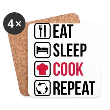 Eat Sleep Cook Repeat - Untersetzer (4er-Set) - Weiß - Vorne