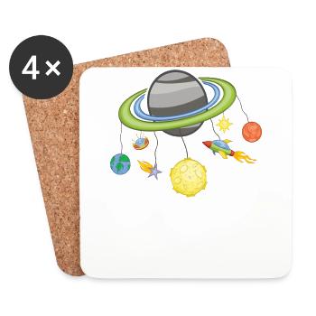 Space Mobile Planet Space / Gift Idea - Coasters (set of 4) - white - Front