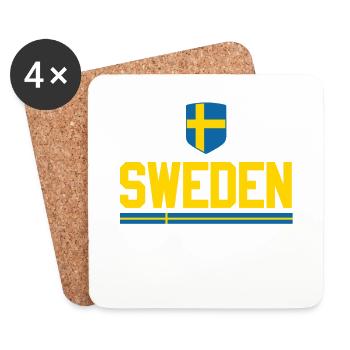 Sweden football fan world championship flag - Coasters (set of 4) - white - Front