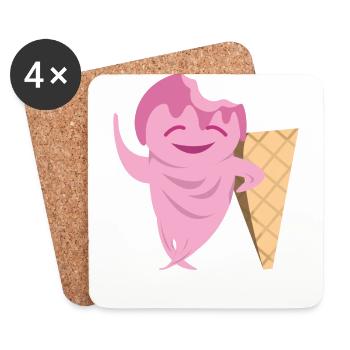 Lustige Eiscreme - Untersetzer (4er-Set) - Weiß - Vorne