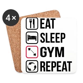 Eat Sleep Gym Repeat - Coasters (set of 4) - white - Front