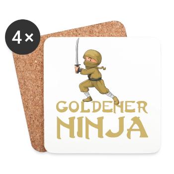 Goldener Gold Ninja T-Shirt - Geschenkidee - Untersetzer (4er-Set) - Weiß - Vorne