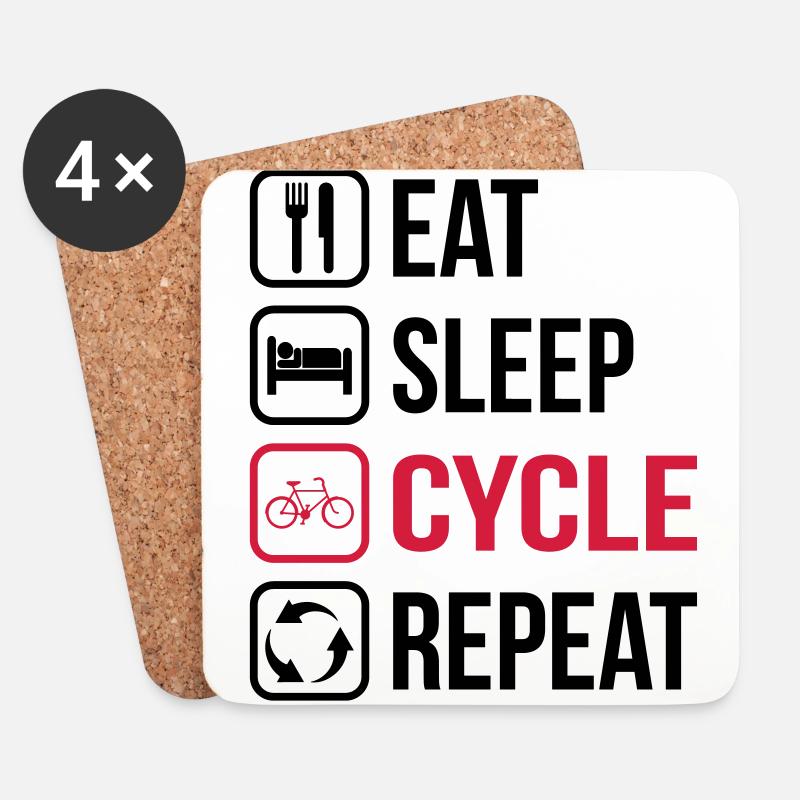Eat Sleep Cycle Repeat - Coasters (set of 4) - white