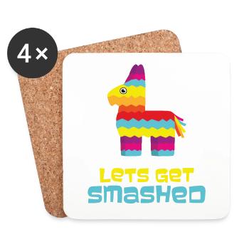 Paper mache, Mexico, Pinata, Birthday party, Papie - Coasters (set of 4) - white - Front