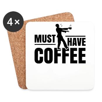 Doit avoir du café, zombie, cadeau, café - Dessous de verre (lot de 4) - blanc - Devant