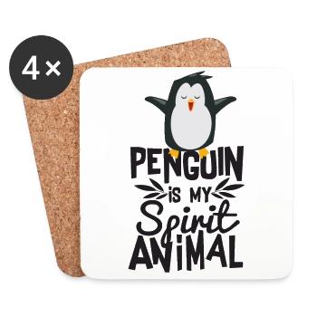 Cute Penguin is My Spirit Animal T-shirt - Coasters (set of 4) - white - Front