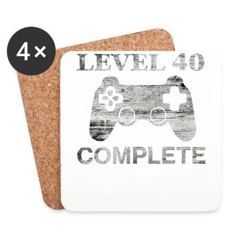 40 ans - 40e anniversaire Niveau 40 Chemise complète - Dessous de verre (lot de 4) - blanc - Devant