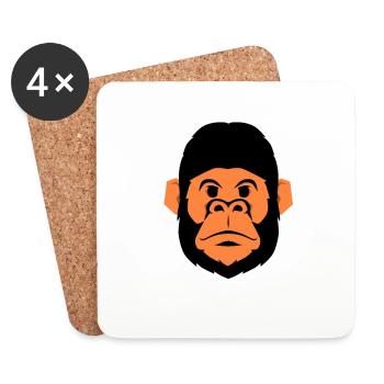 Affe - Gorilla - Gesicht - Tier - Geschenk - Untersetzer (4er-Set) - Weiß - Vorne