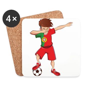 Dab Dabbing Portugal joueur de football jersey fan - Dessous de verre (lot de 4) - blanc - Devant