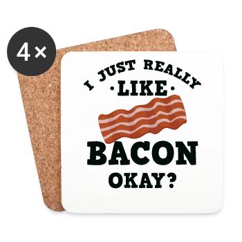 Lustig, ich mag Bacon einfach gut? T-Shirt - Untersetzer (4er-Set) - Weiß - Vorne