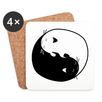 Cat yin yang - Coasters (set of 4) - white - Front