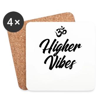 Higher Vibes Yoga Shirt Yoga OM Meditation T-Shirt - Coasters (set of 4) - white - Front