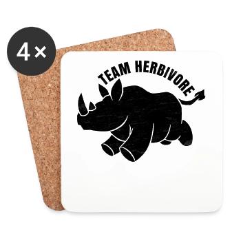 Équipe Herbivore, rhinocéros, cadeau - Dessous de verre (lot de 4) - blanc - Devant