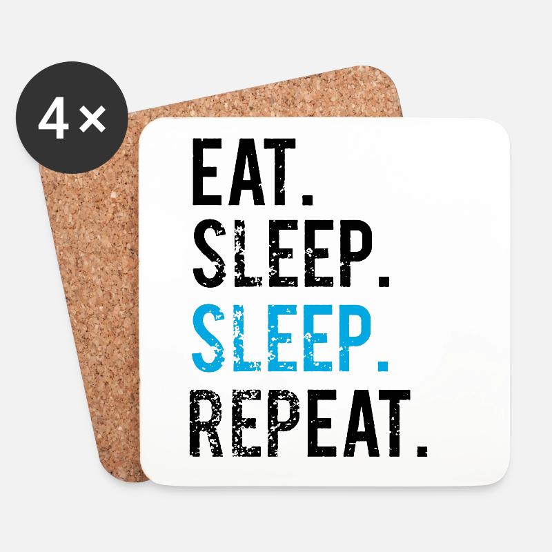 EATING SLEEPING SLEEPING - REPEATING - Coasters (set of 4) - white