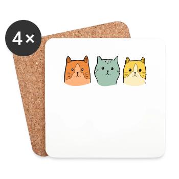 Cat pet meow cat lover cat lover - Coasters (set of 4) - white - Front