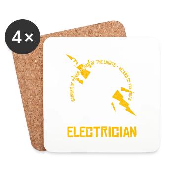 électricien - Dessous de verre (lot de 4) - blanc - Devant