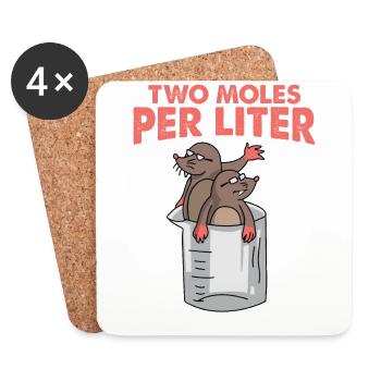 Two Moles Per Liter Science Maulwurf Geschenk Gift - Untersetzer (4er-Set) - Weiß - Vorne