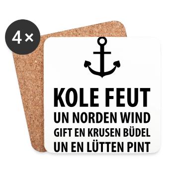 Plattdeutsch Anker Krusen Büdel Lütten Pint - Untersetzer (4er-Set) - Weiß - Vorne