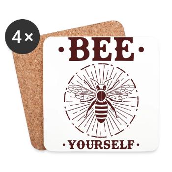 Sei du Selbst Biene Wespe Hummel Fliege Hornisse - Untersetzer (4er-Set) - Weiß - Vorne