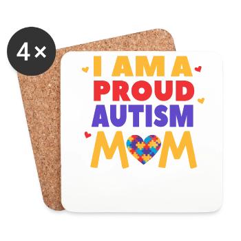 I Am a Proud Autism Mom - Coasters (set of 4) - white - Front