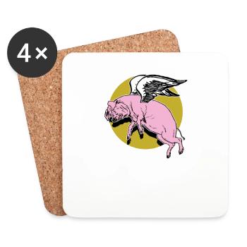 Flying Pig - Coasters (set of 4) - white - Front