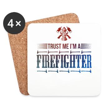 Firefighters Fire Fire Rescuer Hero Helper - Coasters (set of 4) - white - Front