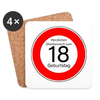 18. Geburtstag Herzlichen Glückwunsch - Untersetzer (4er-Set) - Weiß - Vorne