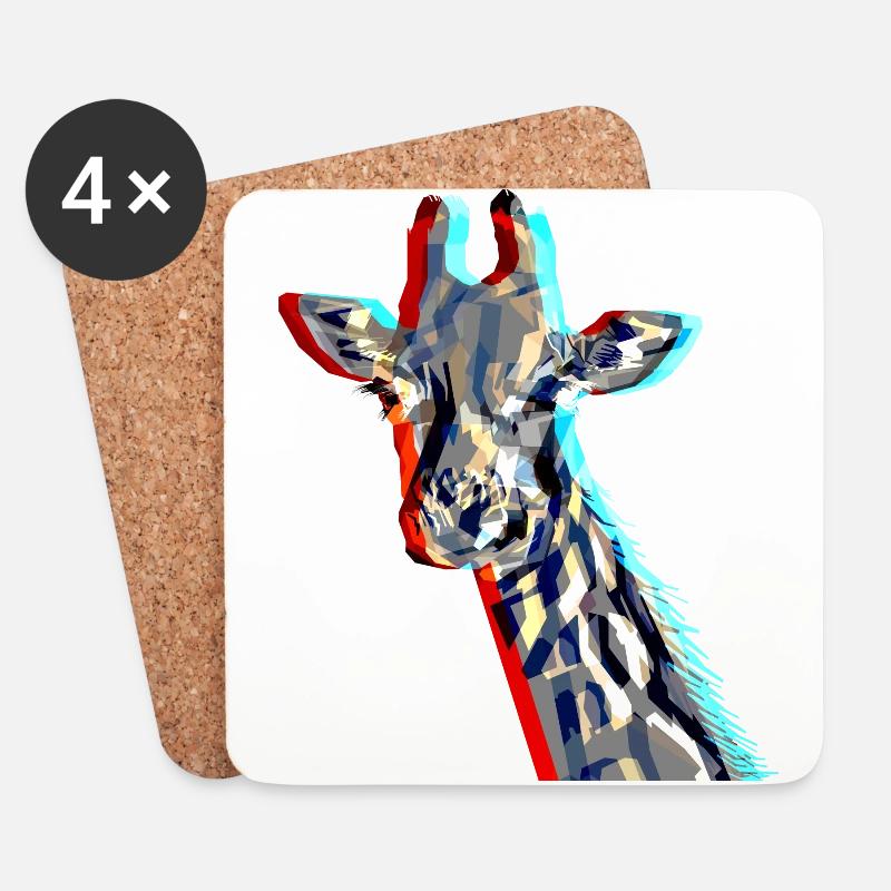 Giraffe with 3D-Effect - Untersetzer (4er-Set) - Weiß