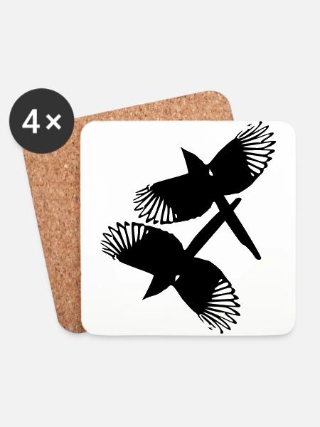 Magpie birds - Coasters (set of 4) - white