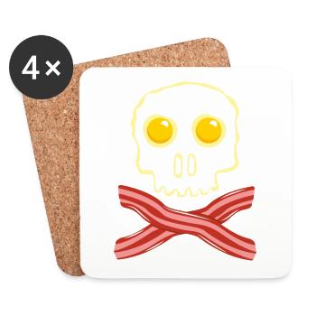 Bacon and eggs Skull Skull - Bacon Eggs - Coasters (set of 4) - white - Front