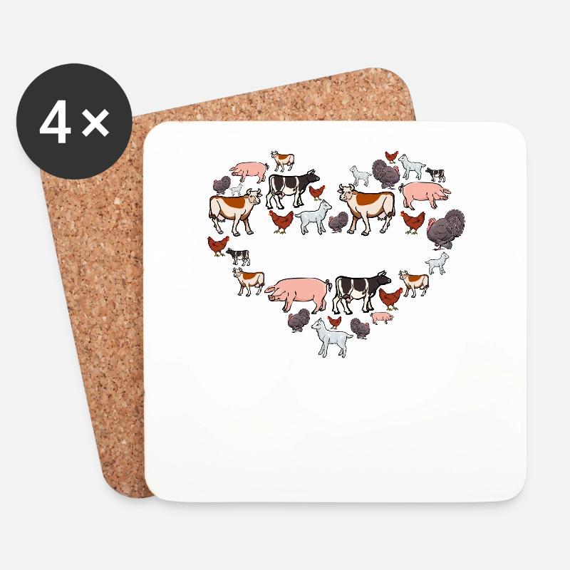 Vegetarier/Vegan Geschenk - Untersetzer (4er-Set) - Weiß
