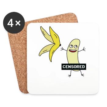 Früchte frucht lustig Geschenk Vegetarier Veganer - Untersetzer (4er-Set) - Weiß - Vorne
