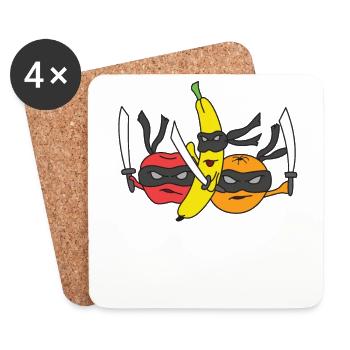 Früchte frucht lustig Geschenk Vegetarier Veganer - Untersetzer (4er-Set) - Weiß - Vorne